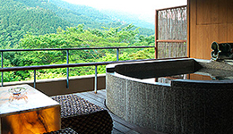 Stay in a room with open-air bath hotels and ryokans.