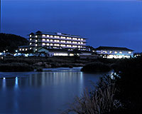 Hotel facade at night