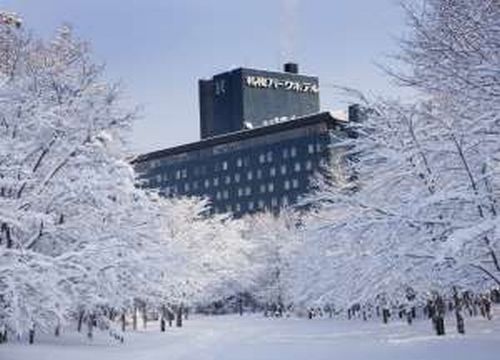 Hotel facade in winter