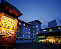 Hotel facade at night