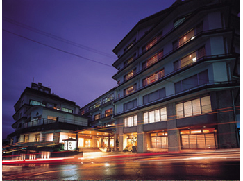 Hotel facade at night