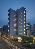 Hotel facade at night