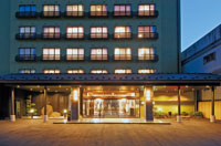 Hotel facade at night