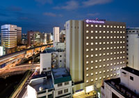 Hotel facade at night Hotel facade at night